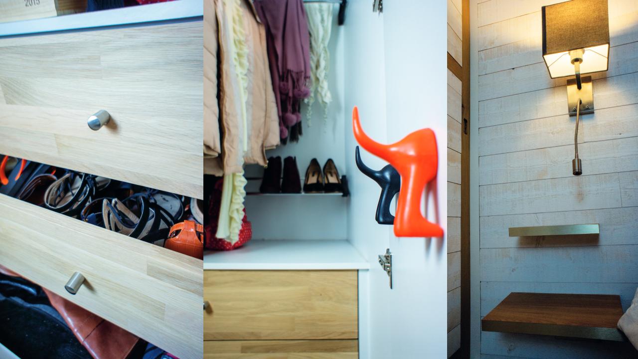 Dressing trois images tiroir à chaussure patere Menuiserie Betin Guillaume